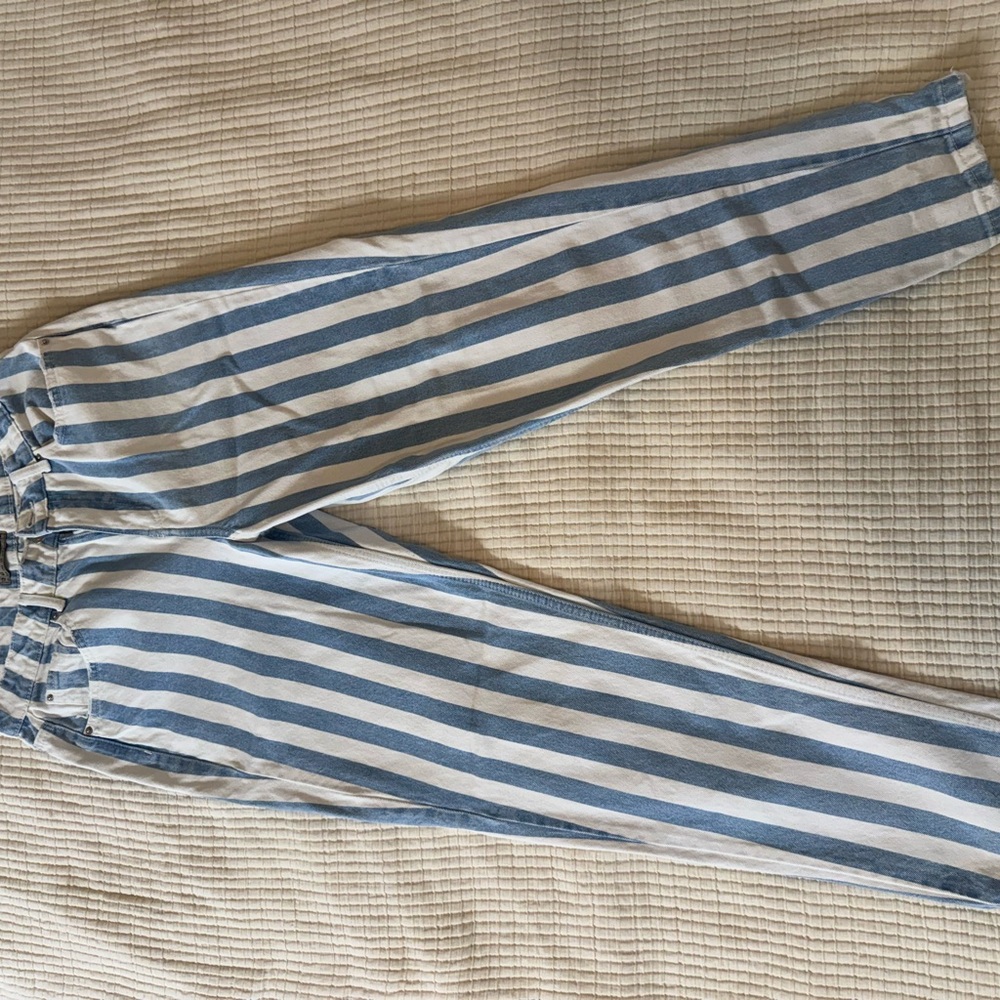 Denim&Co Blue and White Striped Jeans